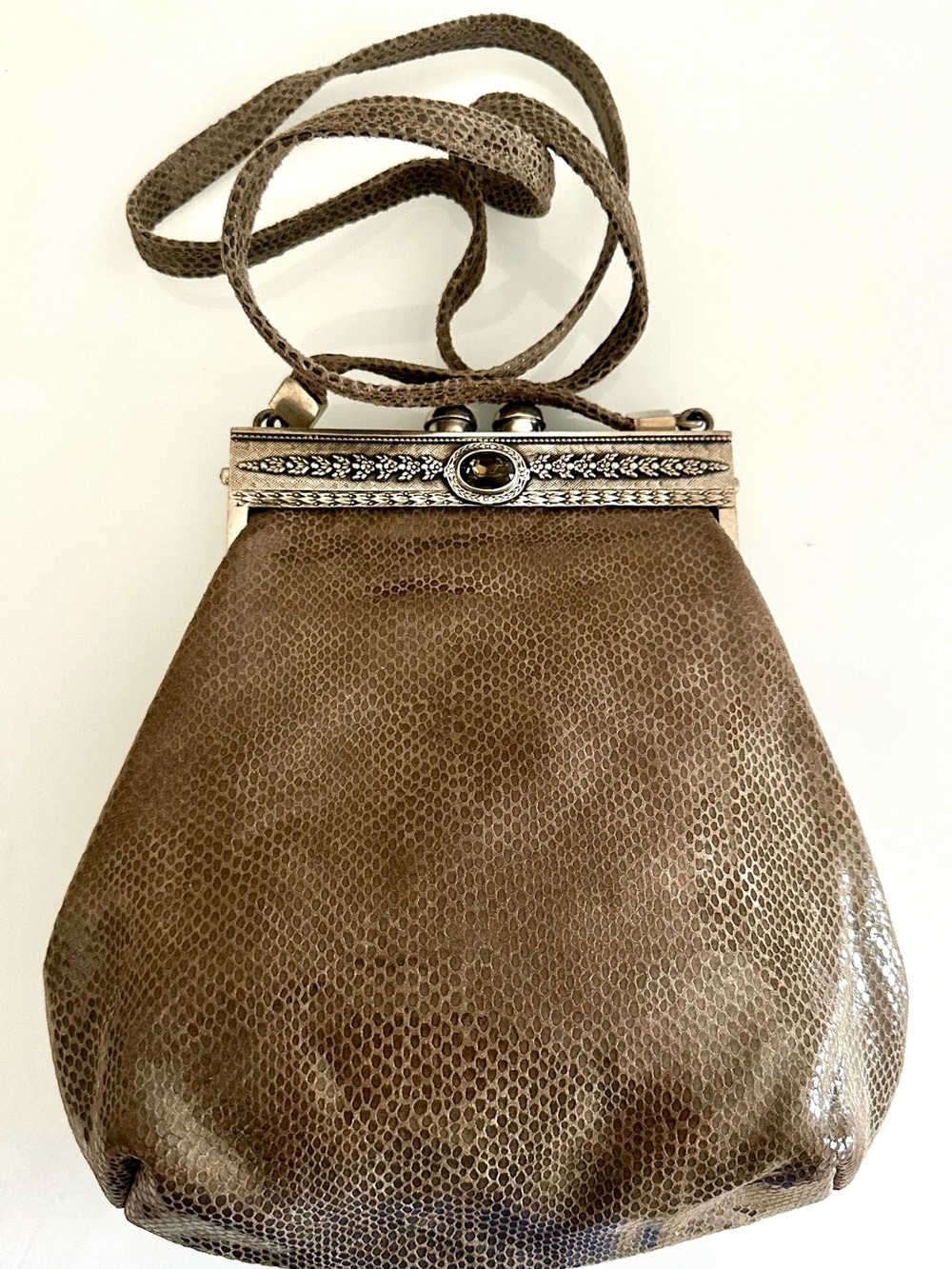 Vintage James Culver Moulin Rouge Exotic Skin Shoulder Bag with Jeweled Pewter